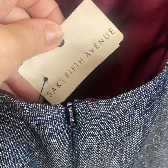 Vintage David Meister Dress Grey Metallic Silver maxi BodyCon Formal Strapless - Picture 8 of 9